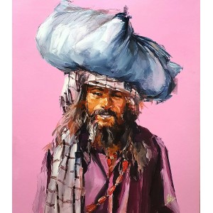 Khalid Khan-Kaay, 35.5 x 41.5 Inch, Acrylic on Canvas, Figurative Painting, AC-KHKN-011